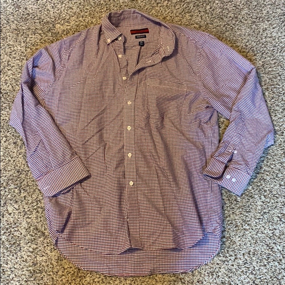 Red white and blue button down